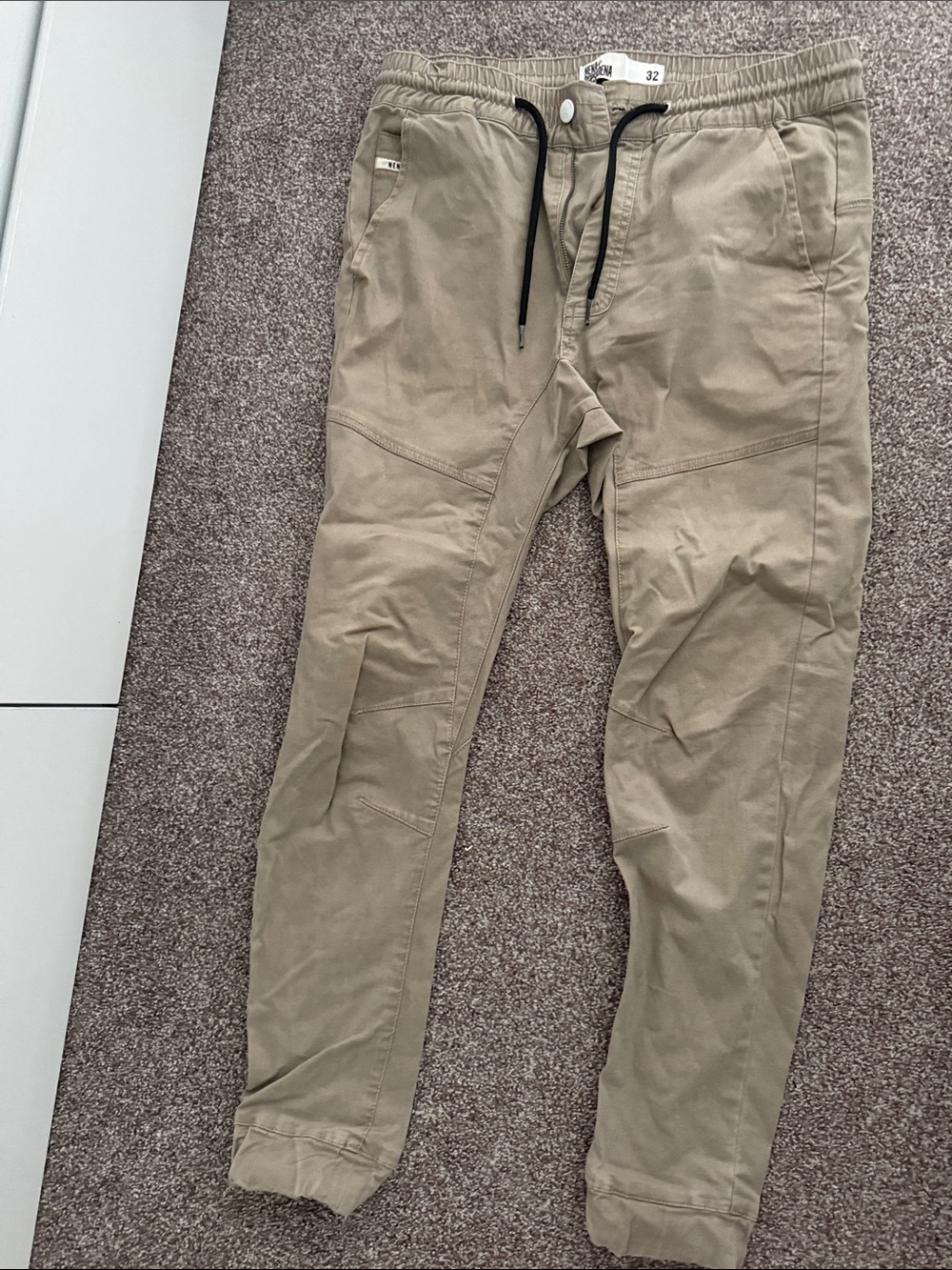 Men's Casual Drawstring Chinos in Khaki